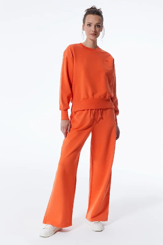 Women's Elegant Outfit Lea Elastic Waist Pants Orange