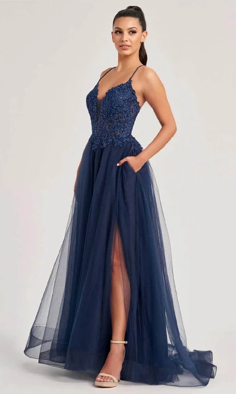 Women's Trendy Outfits Colette By Daphne CL8320 - Plunging Applique Prom Gown