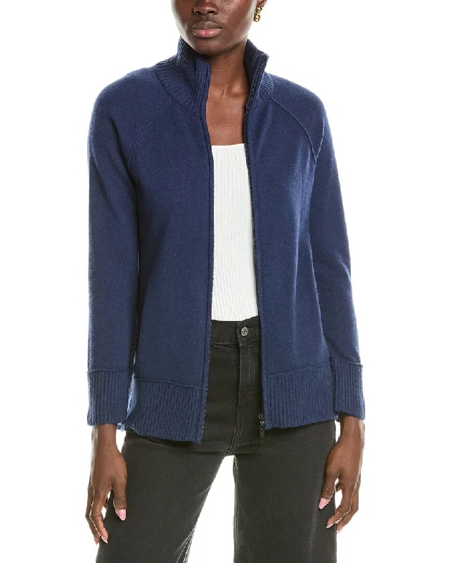 Comfortable Lounge Clothing Forte Cashmere Zip Mock Cashmere Cardigan