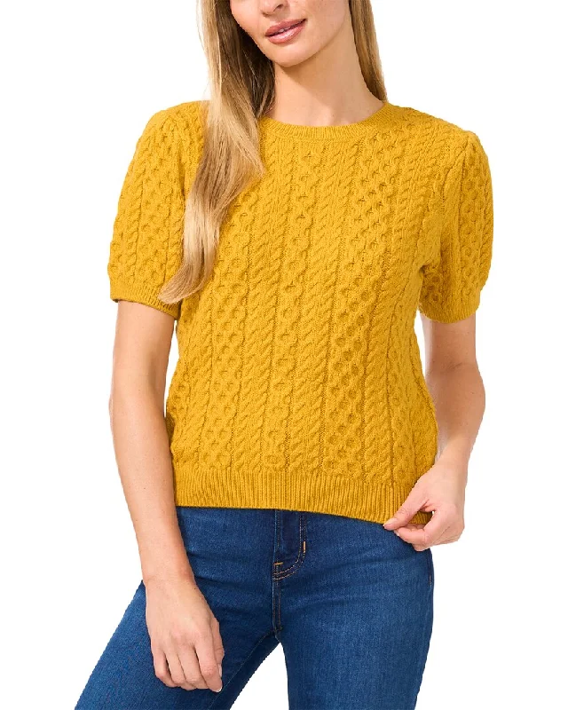 Best Boutiques Online CeCe Puff Sleeve Mixed Cable Knit Sweater