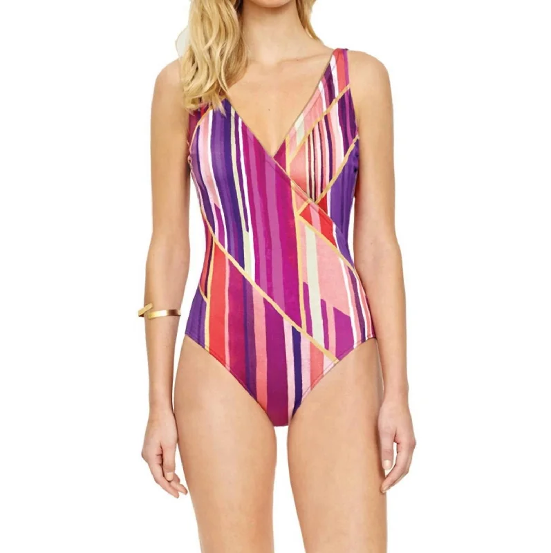 Women's Clothes Surplice One Piece Swimsuit In Got Art Deco