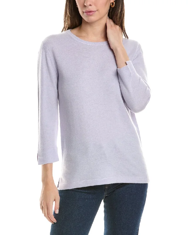 Women's Seasonal Clothing Forte Cashmere 3/4-Sleeve Crew Cashmere Sweater