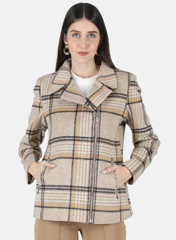 Chic Clothes For Women Women Brown Check Coat