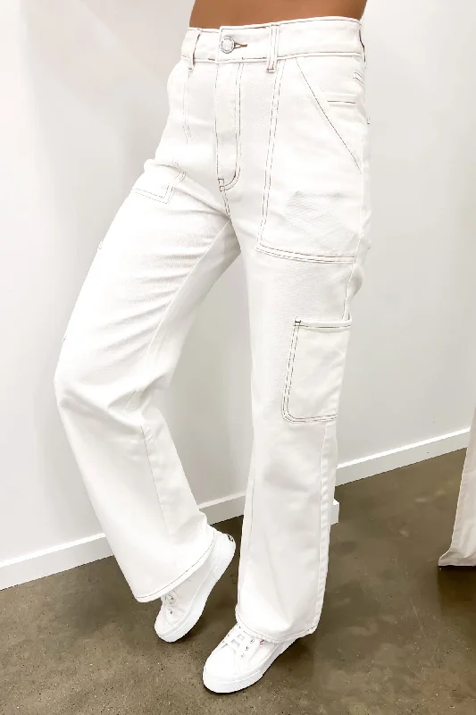 Flash Discount Ottie Denim Cargo Pant White