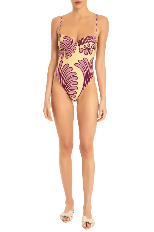 Women's Night-Out Clothes Deco Shell Swimsuit With Straps In Citrus