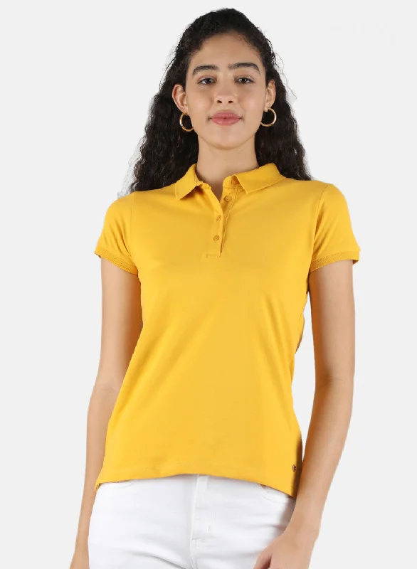 Women's Clothes For The Office Women Mustard Plain T-Shirt