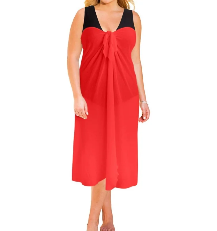 Women Wear Brands Sun Diva Plus Size Long Pareo Cover Up In Papaya