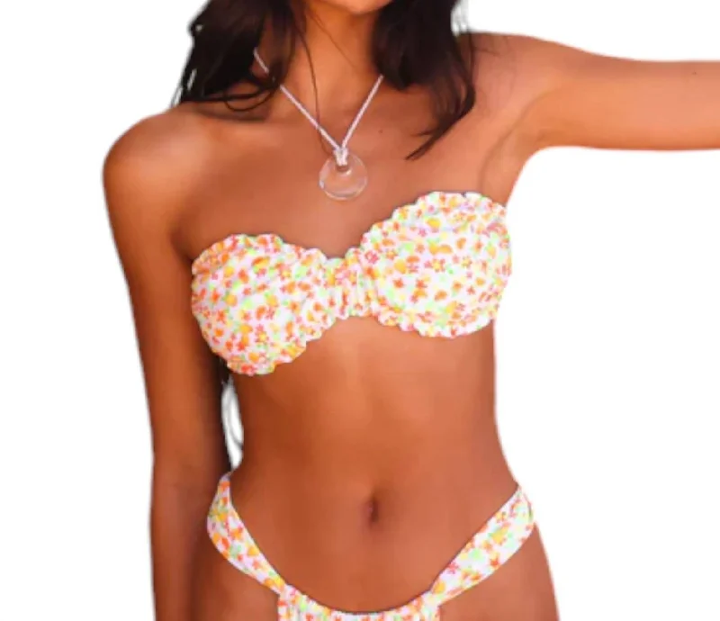 Women's Clothes For Work Events Ruched Bandeau Bikini Top In Coco Mango