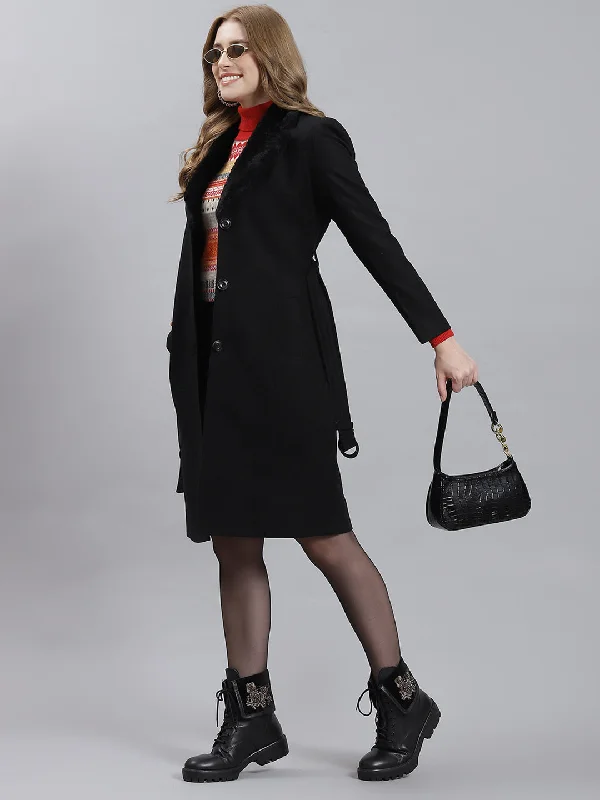 Women's Clothes And Apparel Sets Women Black Plain Long Coat