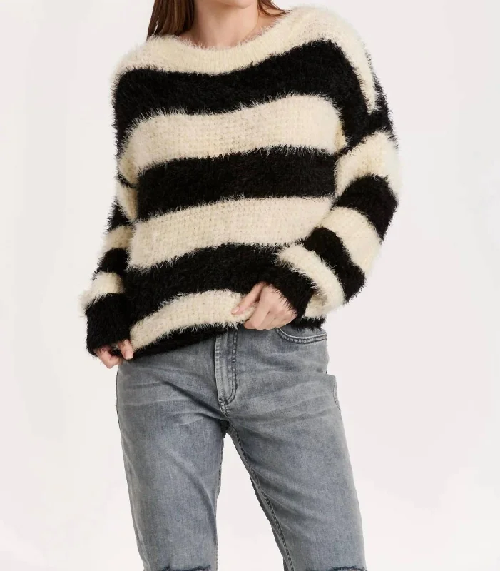 Women's Everyday Attire Isadora Striped Sweater In Black/cream