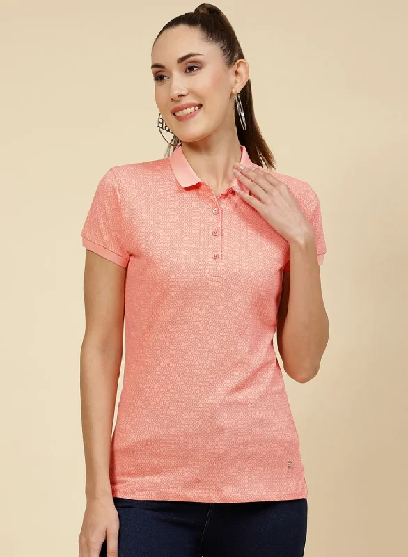 Timeless Women's Garments Women Peach Printed T-Shirt