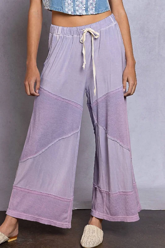 Women's Clothing Apparel Sets Contrast Knit Culottes In Dusty Lilac