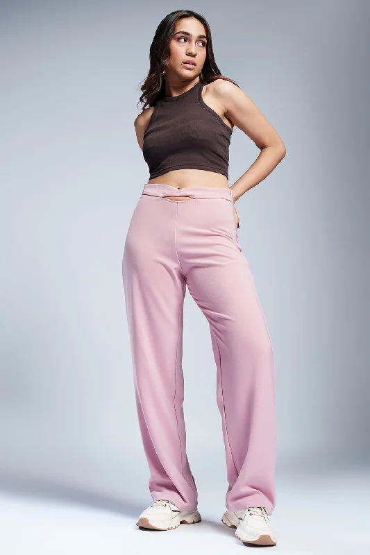 Women Online Clothing Boutiques Boujee Pink Twisted Waist Korean Pants