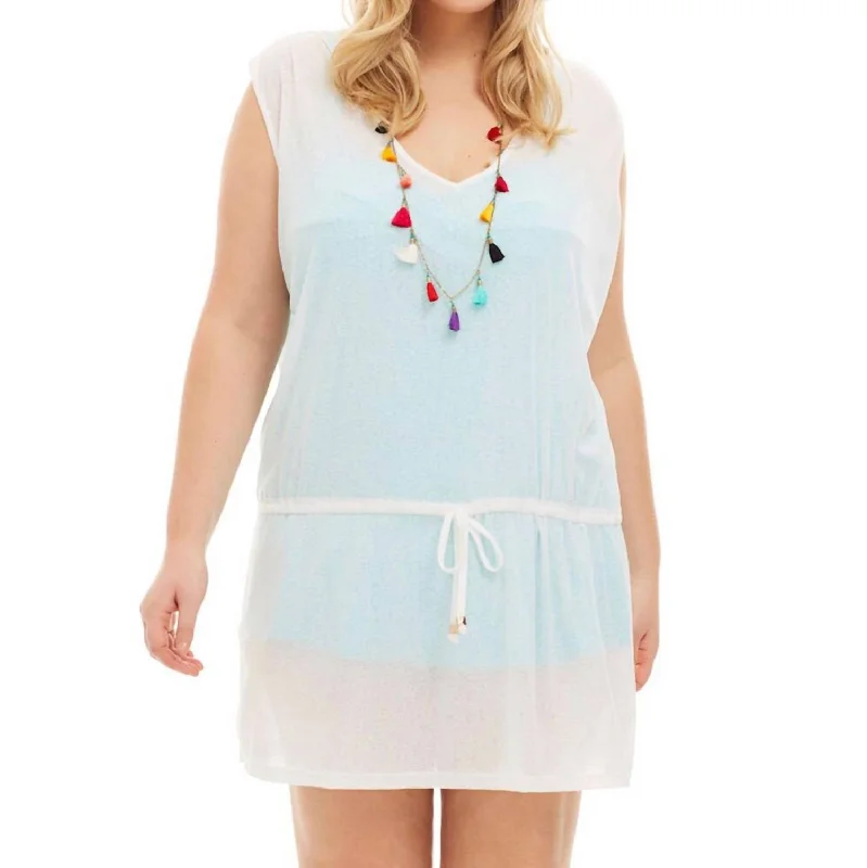 Flash Sale Or Flash Sales Plus Size Drawstring Tank Cover Up Dress In White