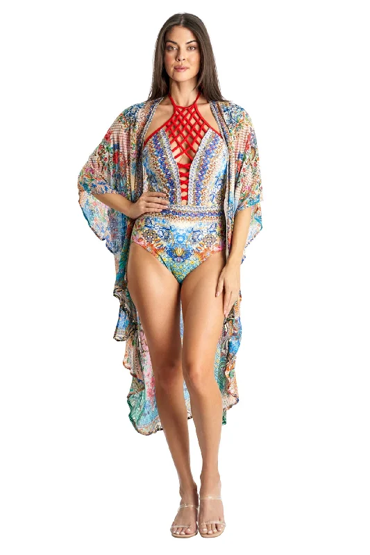 Women's Plus-Size Clothes Ricka  High-Low Kimono