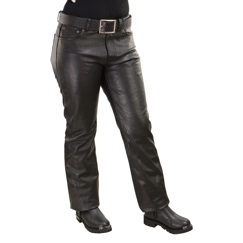 Flash Sale Or Flash Sales Milwaukee Leather LKL6790 Women's Classic 5 Pocket Black Casual Motorcycle Leather Pants