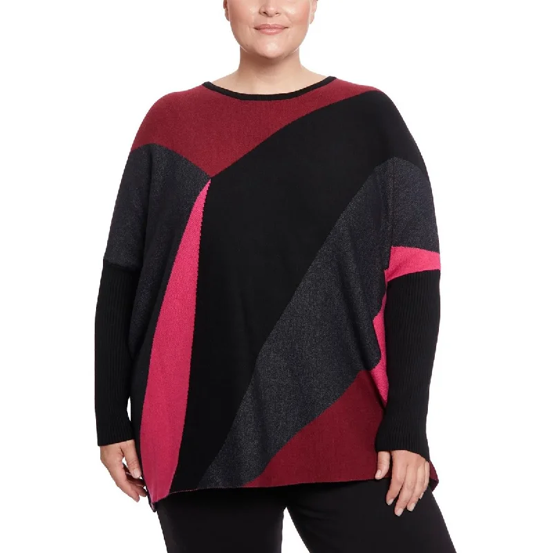 Designer Women's Fashion Online Plus Womens Colorblock Knit Pullover Sweater