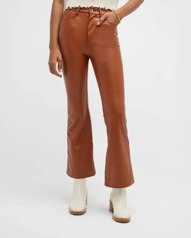 Women's Holiday Apparel Casey Faux Leather Flare Pants In Putty Brown