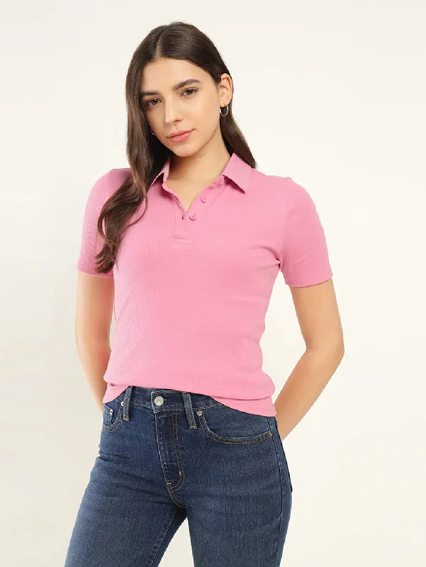 Women's Casual Clothing For Lounging Women's Solid Slim Fit Polo T-Shirt