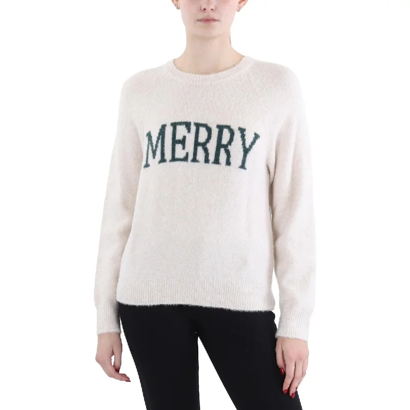 Stylish Women's Garments Womens Knit Ribbed Trim Christmas Sweater