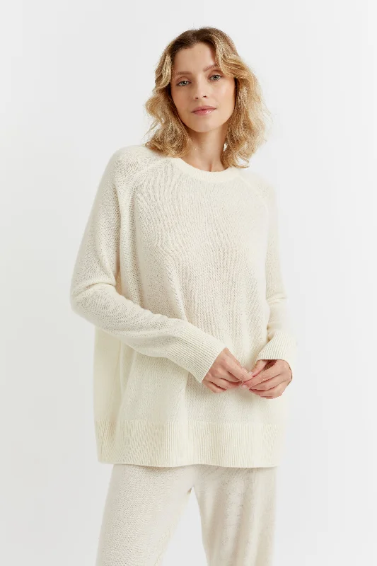 Comfortable Outfit For Women Cream Cashmere Slouchy Sweater