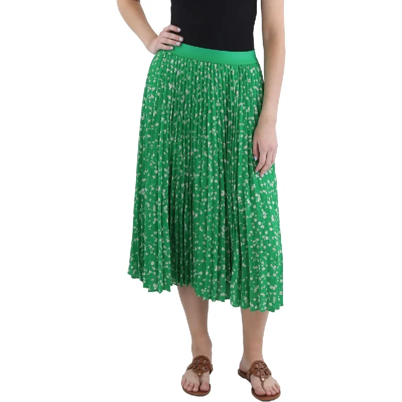 Woman Clothing Womens Shutter Pleat Floral Print Midi Skirt