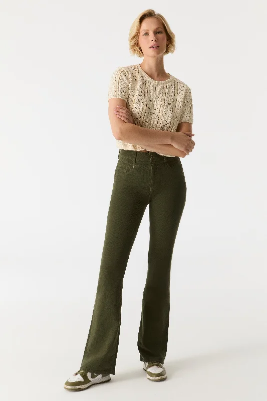 Stylish Women's Outfit Matilda Cord High Waist Pants Green