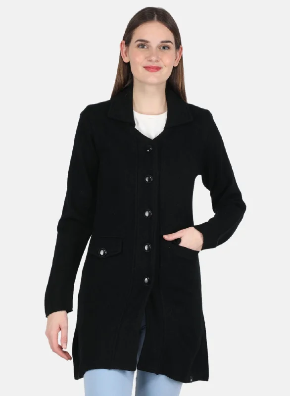 Plus-Size Women's Garments Women Black Self design Coat