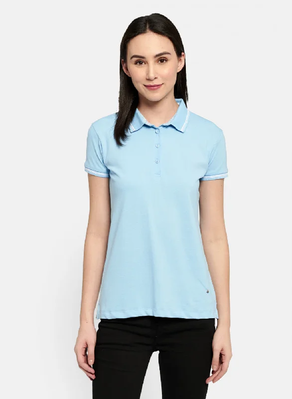 Holiday Special Offers Womens Blue Plain T-Shirt