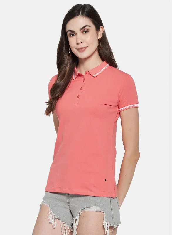 Best Online Clothing Boutiques Womens Peach Plain T-Shirt