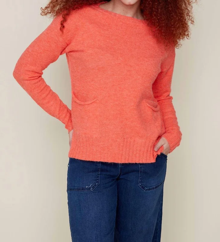 Sale On Clothing Knit With Pockets Sweater In Sunset