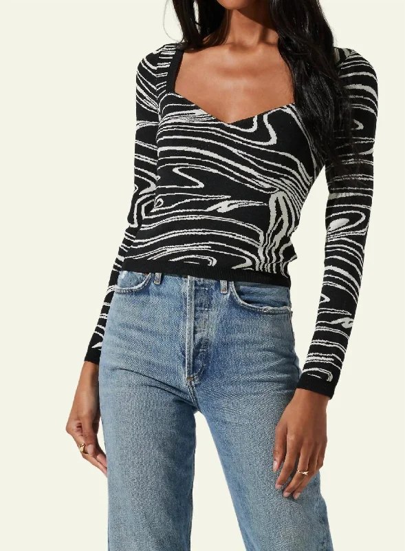 Sale On Clothing Sadie Sweater In Black/cream