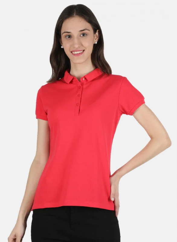 Women's Travel Apparel Women Pink Plain T-Shirt