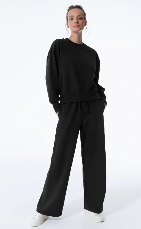 Women's Vacation Outfit Set Lea Elastic Waist Pants Black