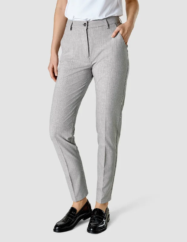 Affordable Fashion for Women Essential Pants Tapered Light Grey Pinstriped