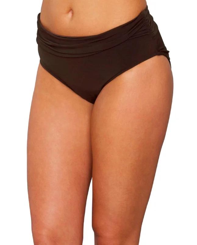 Fashion-forward Women's Clothing Shirred Jersey Brief Swim Bottom In Brown