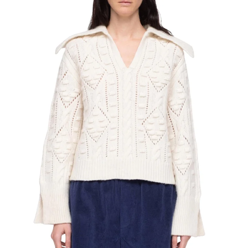 Women's Resort Attire Cele Sweater With Collar In Cream