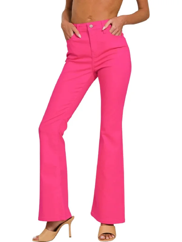 Women's Evening Wear Attire Anastasia High-Rise Bootcut Denim Pants In Fuchsia