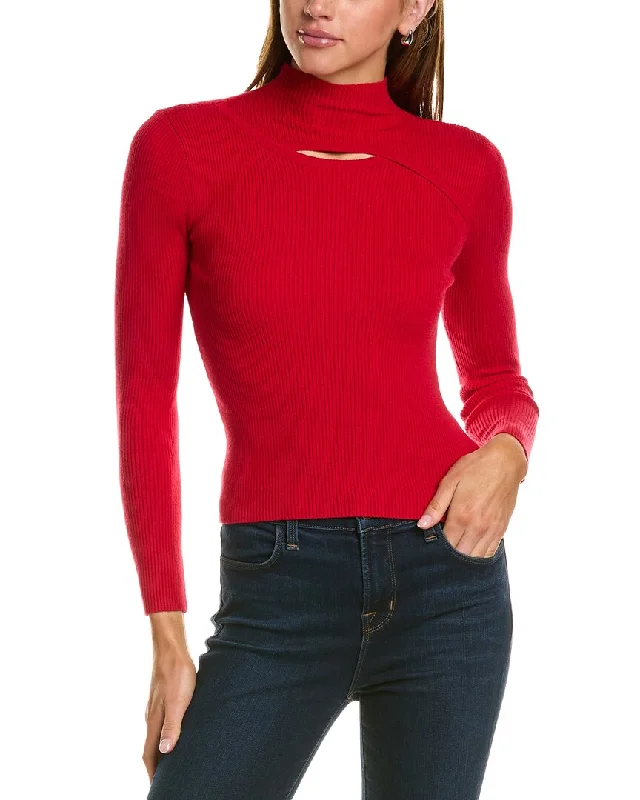 Trendy Women's Apparel for All Seasons Lea & Viola Cutout Mock Neck Sweater