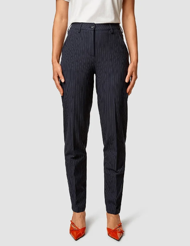 Casual Women's Clothing Essential Pants Tapered Navy Pinstripe