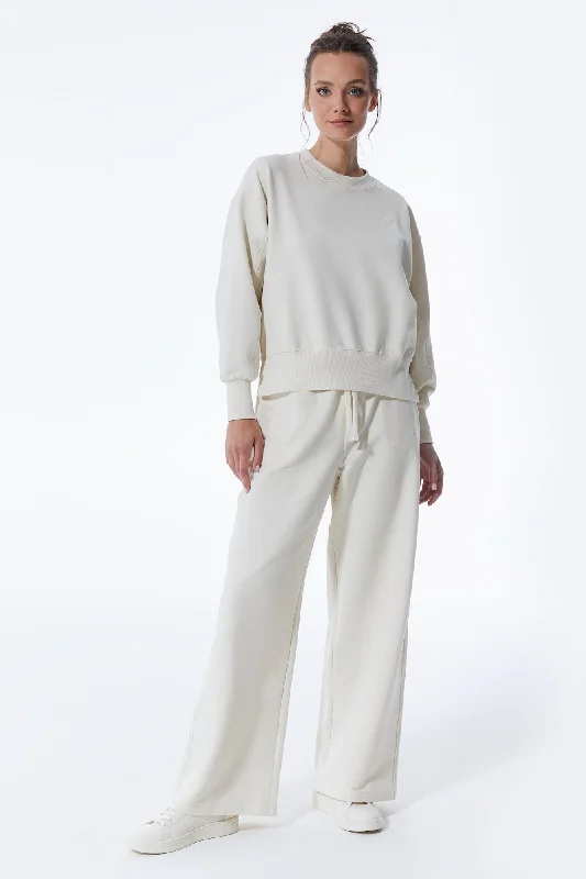 Women's Layered Outfit Lea Elastic Waist Pants Off White