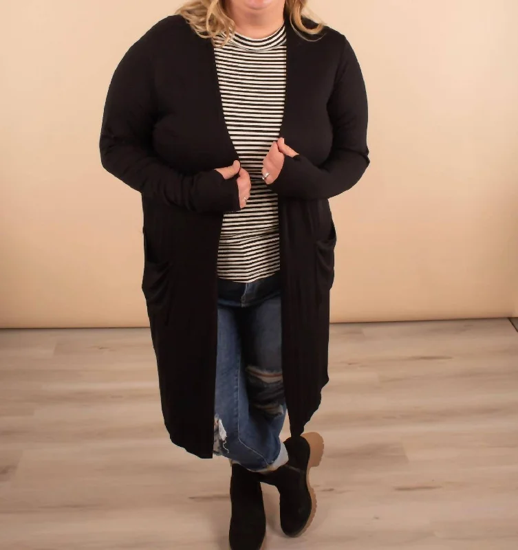 Comfy Women's Outfits for Daily Wear Aspen Ribbed Cardigan In Black