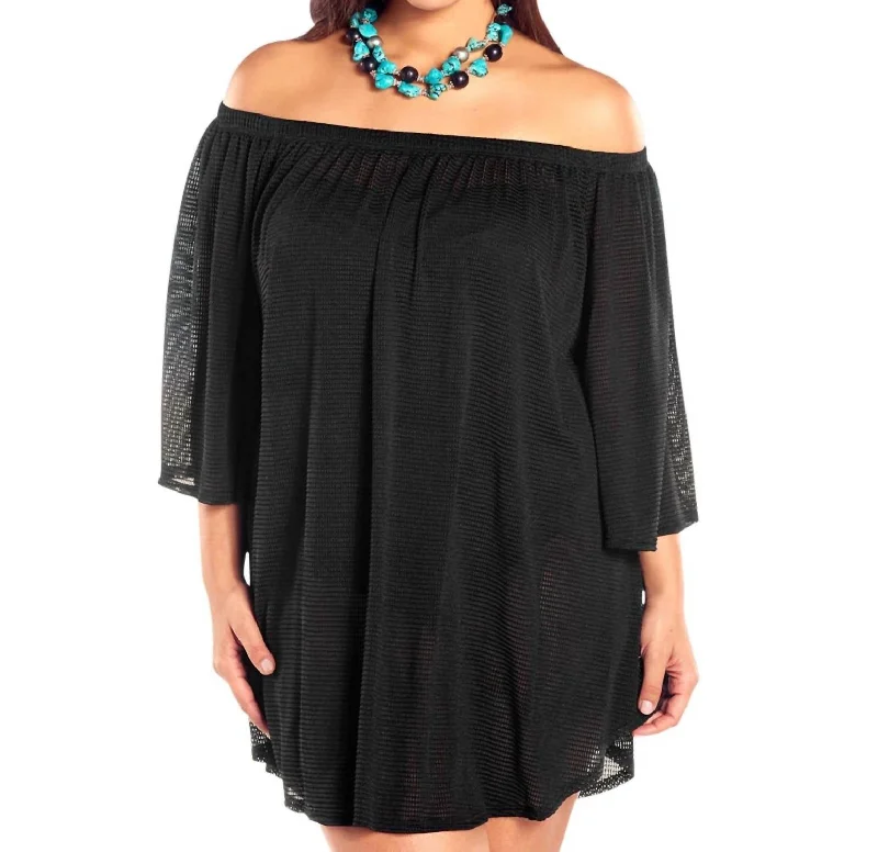 Flash Sales Today Plus Size Off The Shoulder Cover Up Tunic In Afm Black