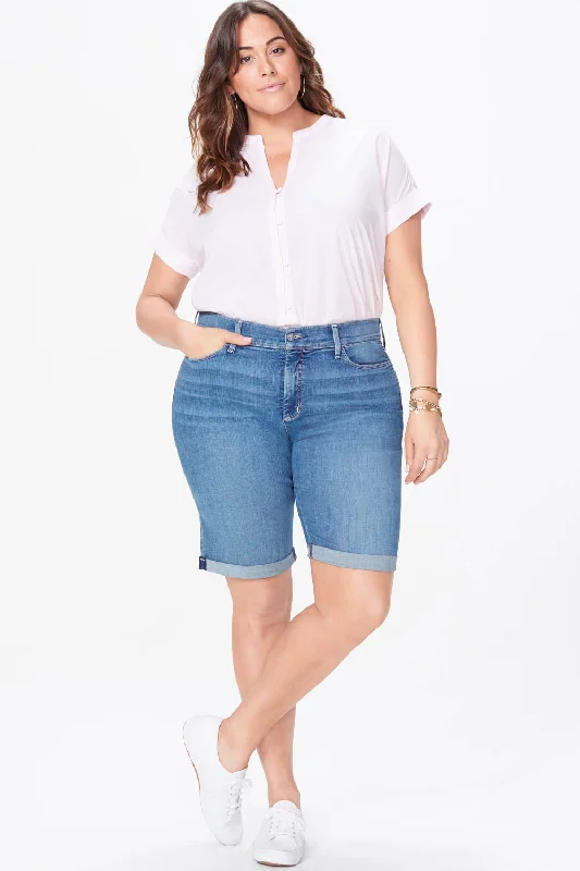 Women's Work Outfit Briella 11 Inch Denim Shorts In Plus Size - Heyburn Wash