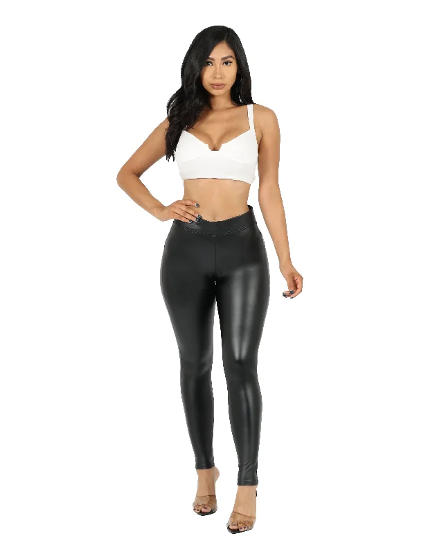 Comfortable Casual Women's Clothing Super Stretch Vegan Leather Leggings