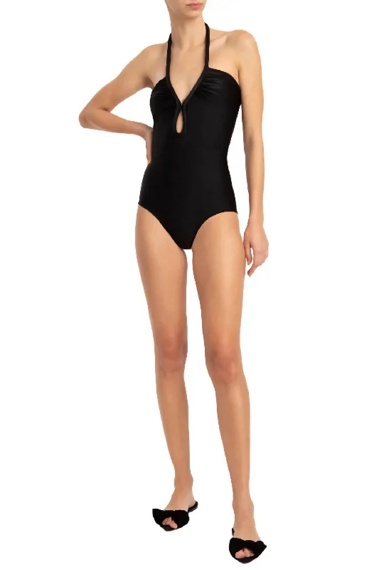 Casual Chic Women's Clothes Timeless Halter Neck Swimsuit In Black