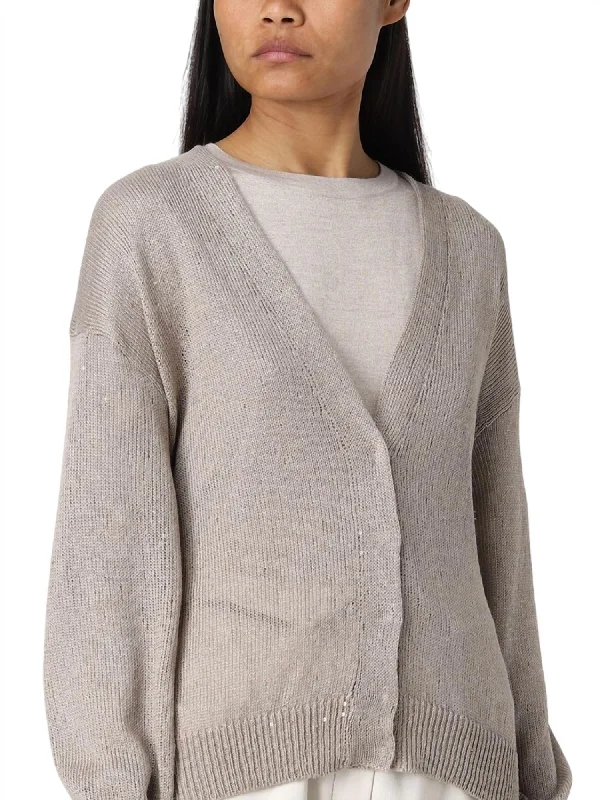 Women's Trendy Attire Linen Cardigan In Beige