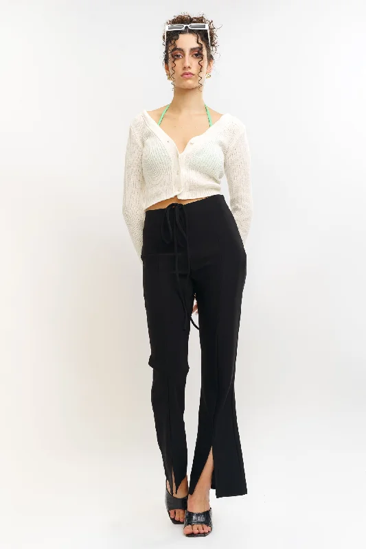 Women's Night-Out Outfit Front Slit Black Pants