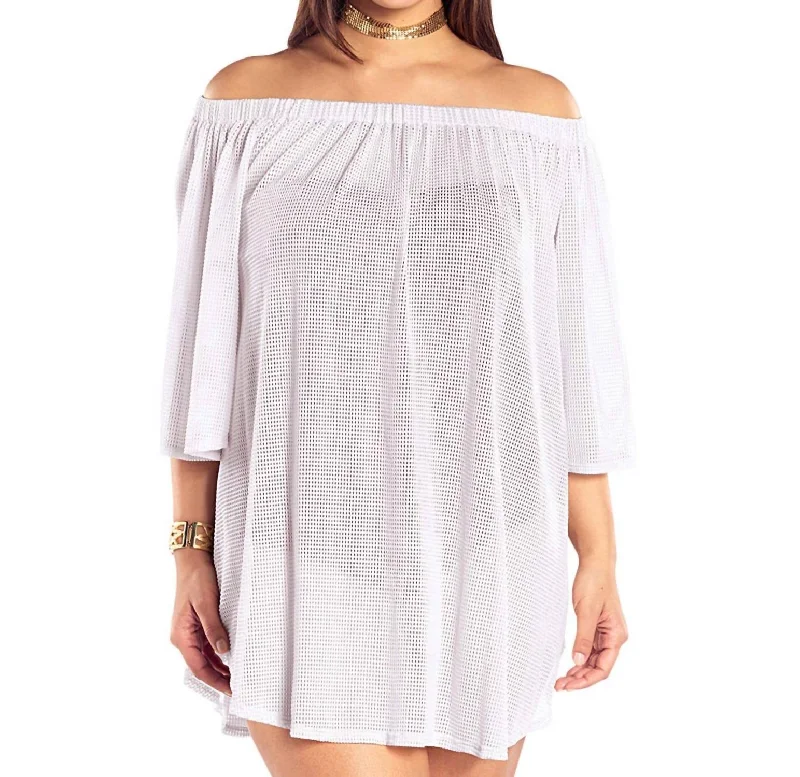 Best Online Clothing Boutiques Plus Size Off The Shoulder Cover Up Tunic In White