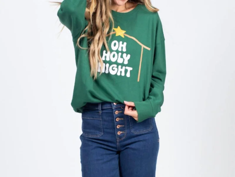 Minimalist Women's Fashion Clothing Oh Holy Night Sweater In Green